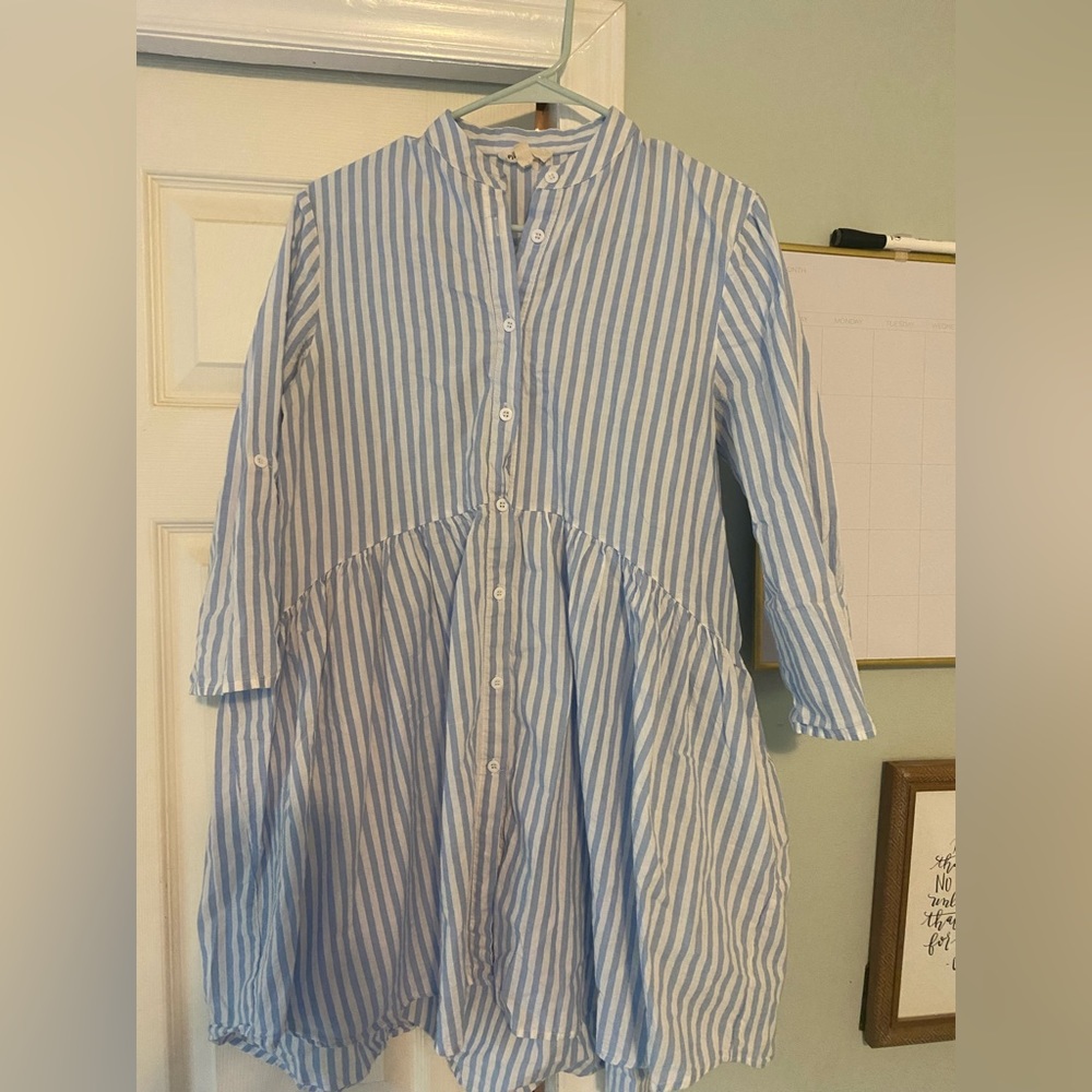 Blue/white striped high low top